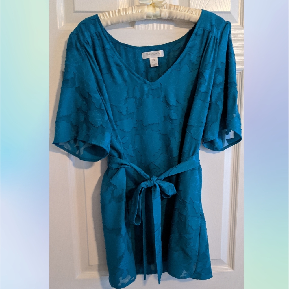 Motherhood Maternity Short Sleeve Tie Front Tunic